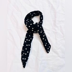 FWP Adorable black and white heart patterned hair accessory tie
